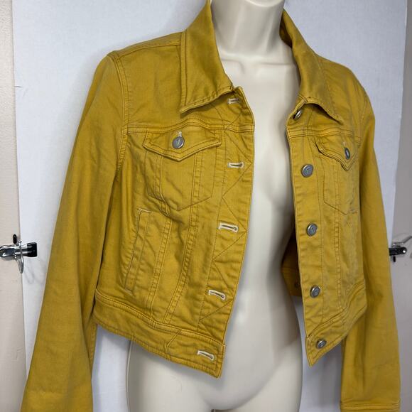 P.O.L Mustard Yellow Cropped Denim Jacket - Women’s Small - Excellent Condition - Picture 3 of 16